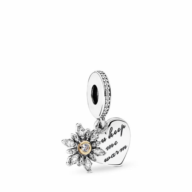 Pandora Snowflake Heart Dangle Charm Outlet NZ, Two Tone (735648-CET)